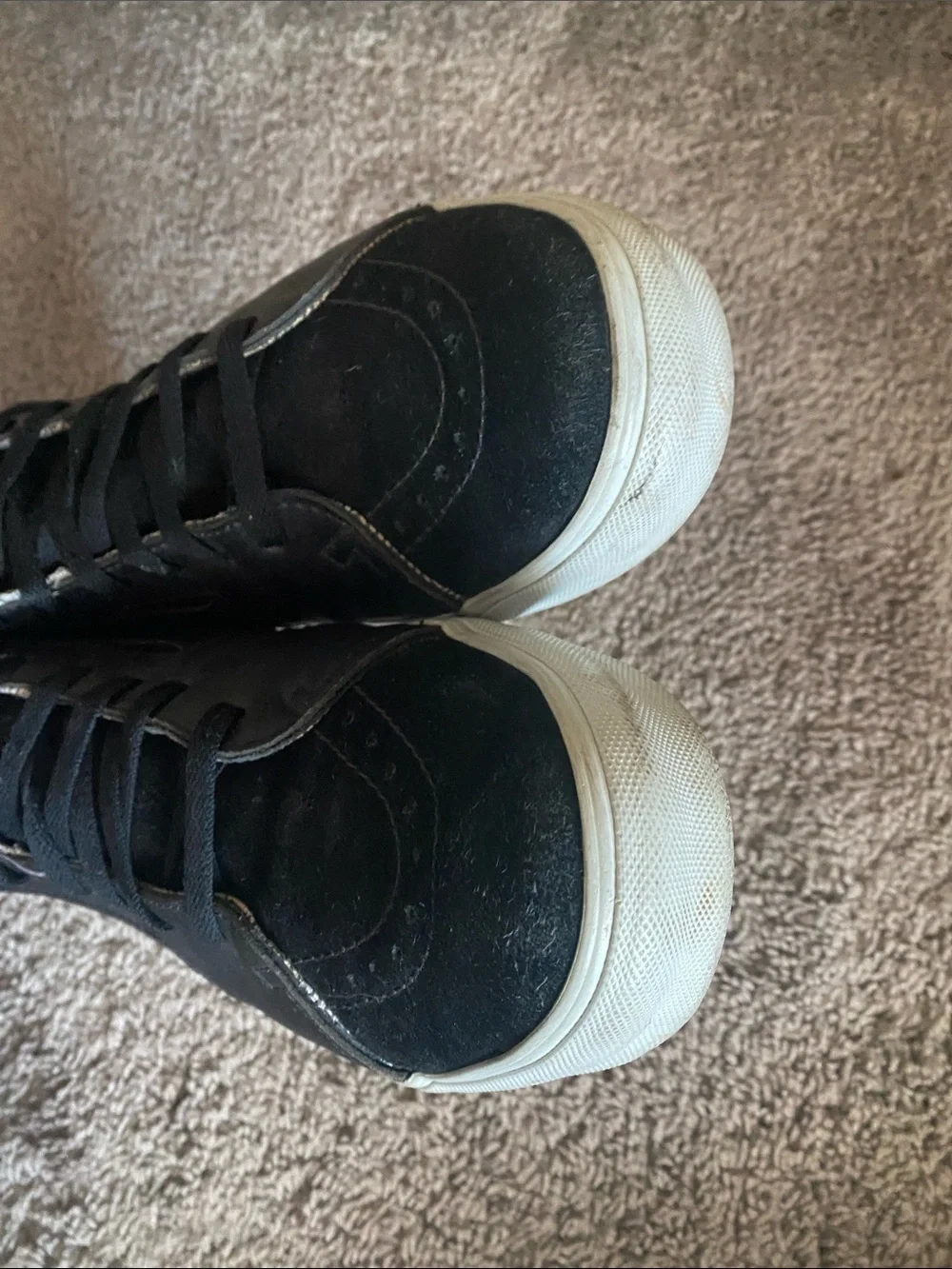 Vans Black Leather/ suede Hi Sk8 Sneakers with White Soles size 13